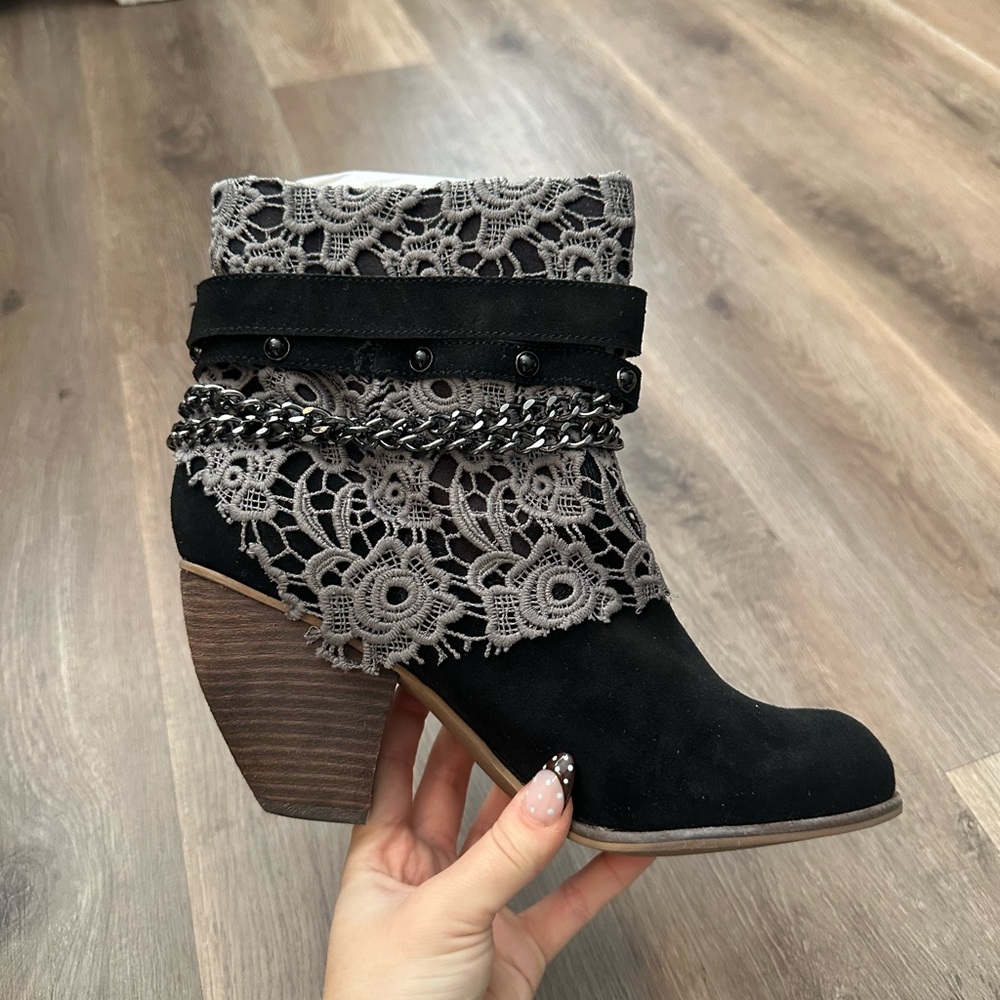 Naughty Monkey Black and Gray Lace Ankle Boots - Picture 2 of 3